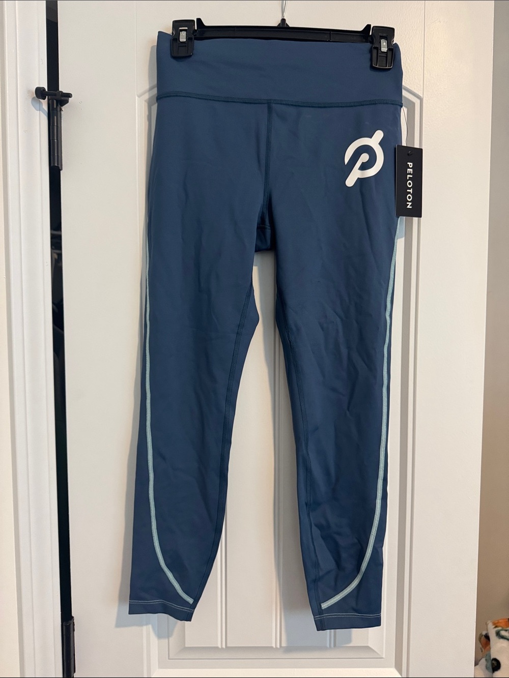 Peloton Blue High-Rise Leggings with Pale Blue Trim